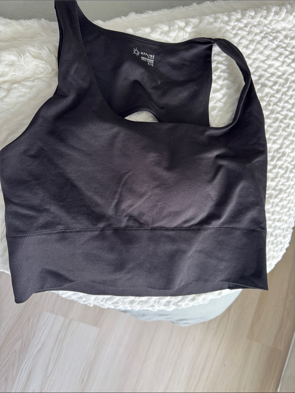 aerie Black Seamless Sports Bra with Wide Band